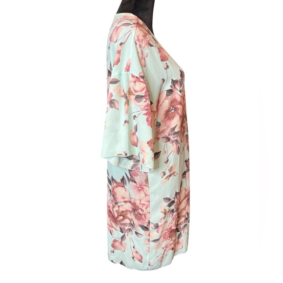 I Joah Pale Blue & Pink Floral Kimono/Cover Up/Cardigan - Picture 3 of 8